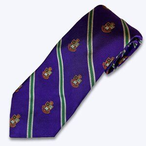Polo Ralph Lauren Vtg Handmade Italy Purple Regimental Striped Silk Club Tie 80s
